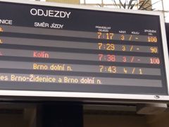 Vlaky na hlavní trati do Prahy nabírají víc než hodinová zpoždění.