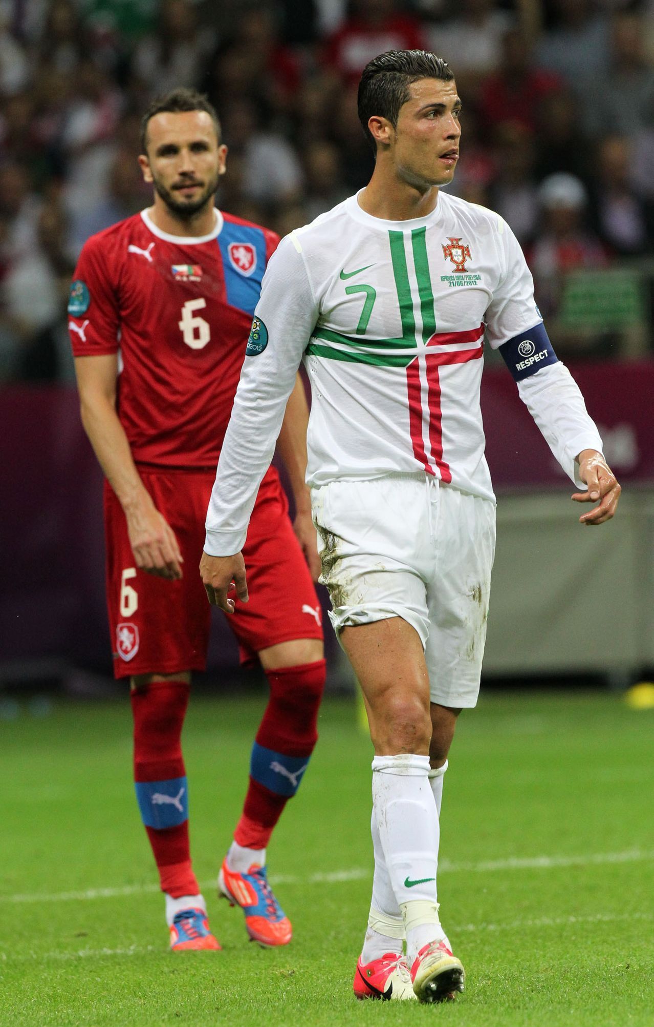 Cristiano Ronaldo v zápase s Českem