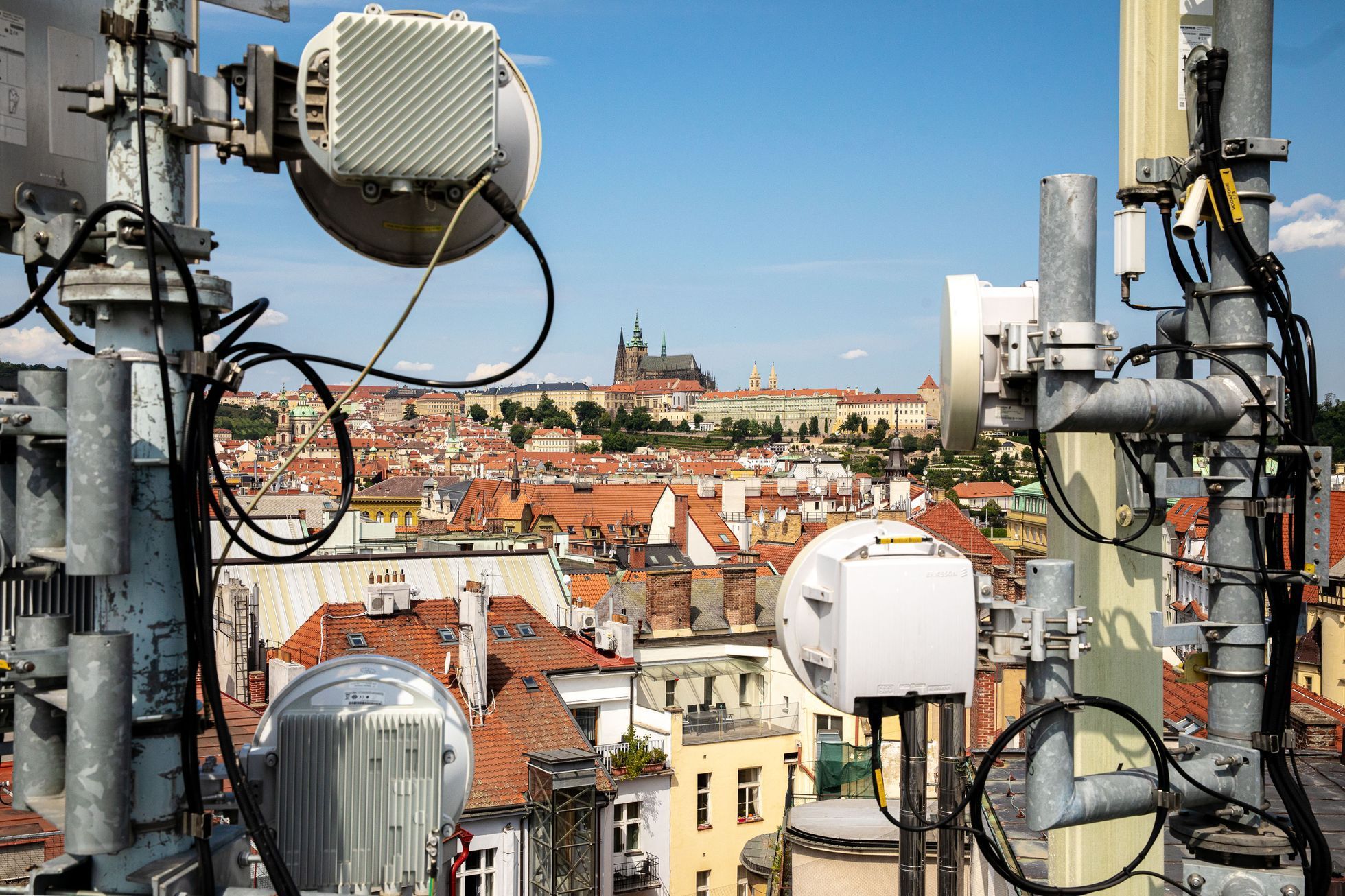 Praha, panorama, Pražský hrad, pohled ze střech, Praha z výšky