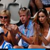 Ester Satorova, the girlfriend of Tomas Berdych of Czech Republic, watches his men's singles match at the Australian Open 2014 tennis tournament in Melbourne