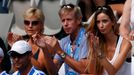 Ester Satorova, the girlfriend of Tomas Berdych of Czech Republic, watches his men's singles match at the Australian Open 2014 tennis tournament in Melbourne