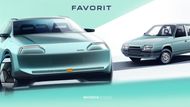 Bulharský designér Ljudmil Slavov, který je součástí týmu interiérového designu, navrhl moderní podobu Škody Favorit. Pomáhal mu exteriérový designér David Stingl, který druhý rok pracuje pro digitální designové studio Škoda Auto a který auto převedl ze skic do 3D modelu.