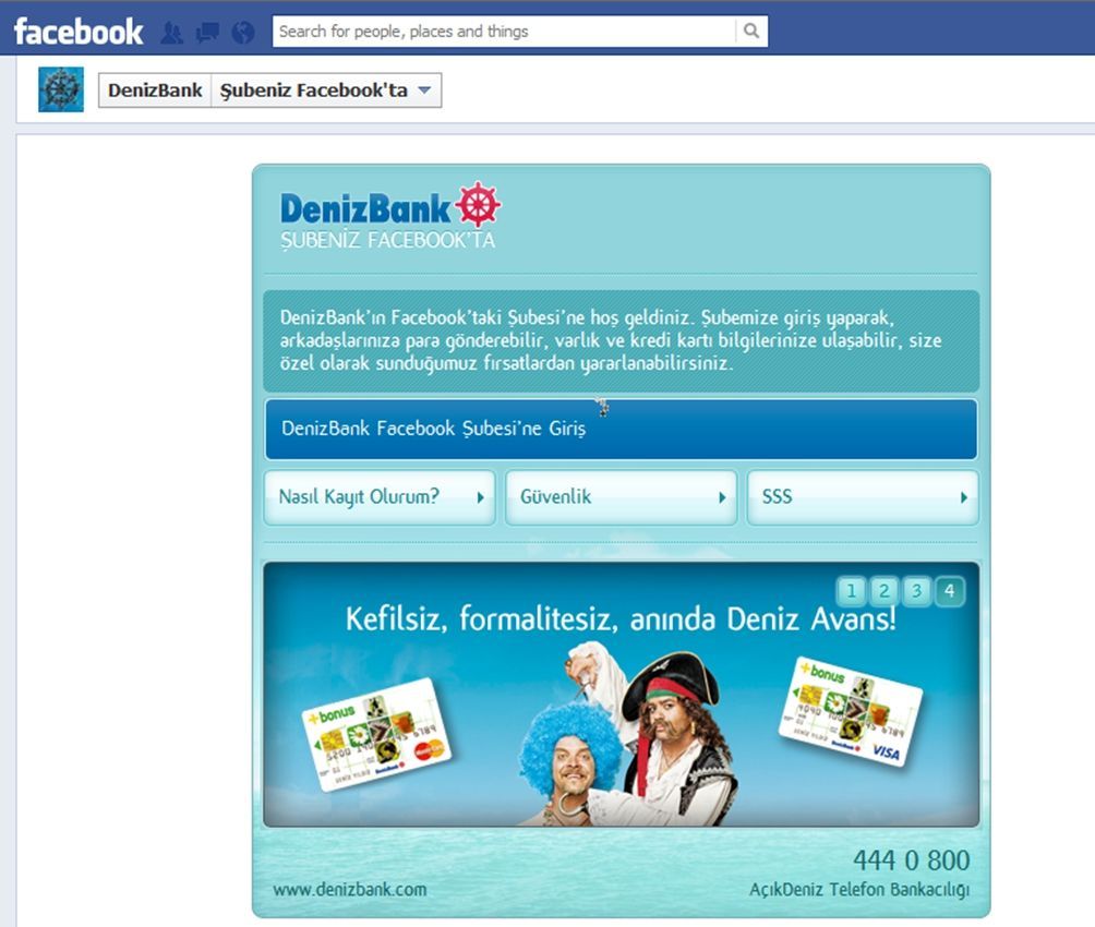 DenizBank - převody přes facebook