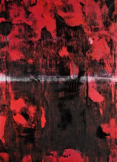Patrik Hábl: Red Landscape, 2020, akryl na plátně, 145 x 105 cm.