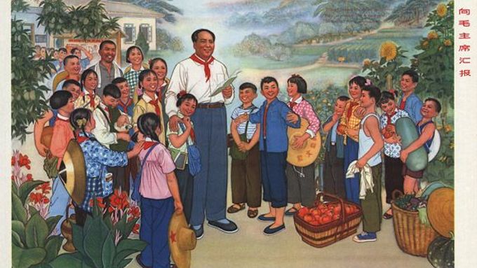 Propagandistické plakáty z Číny doby Mao Ce-tunga.