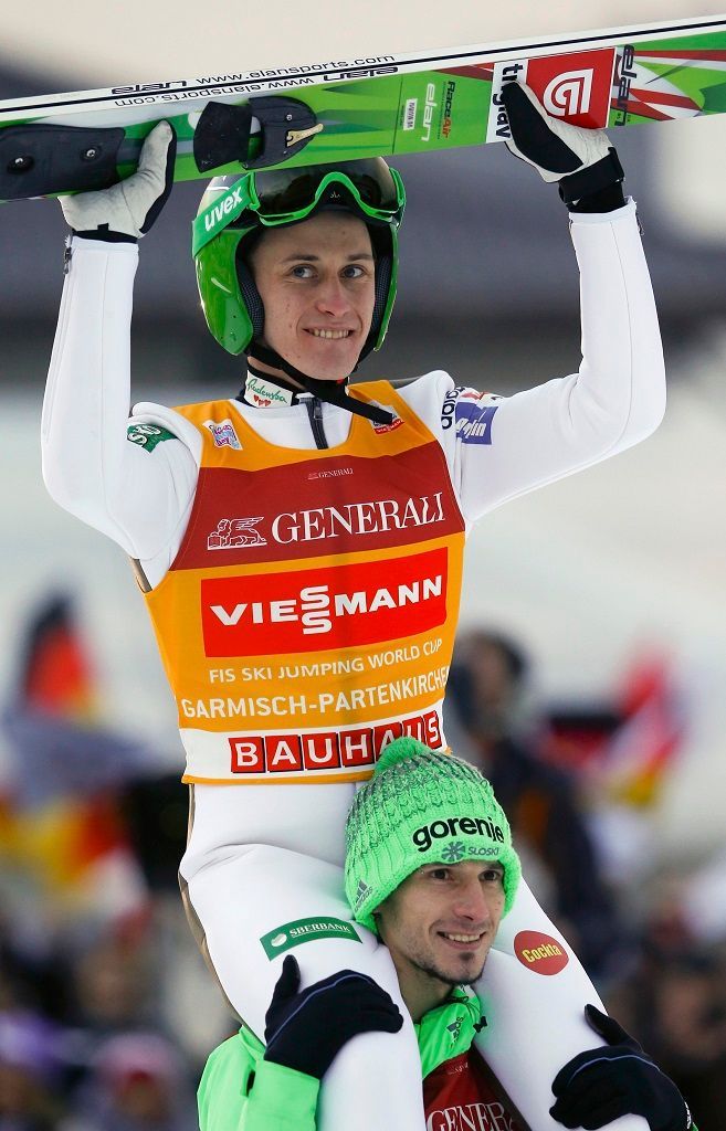 Slovinský skokan na lyžích Peter Prevc po vítězství v Ga-Pa