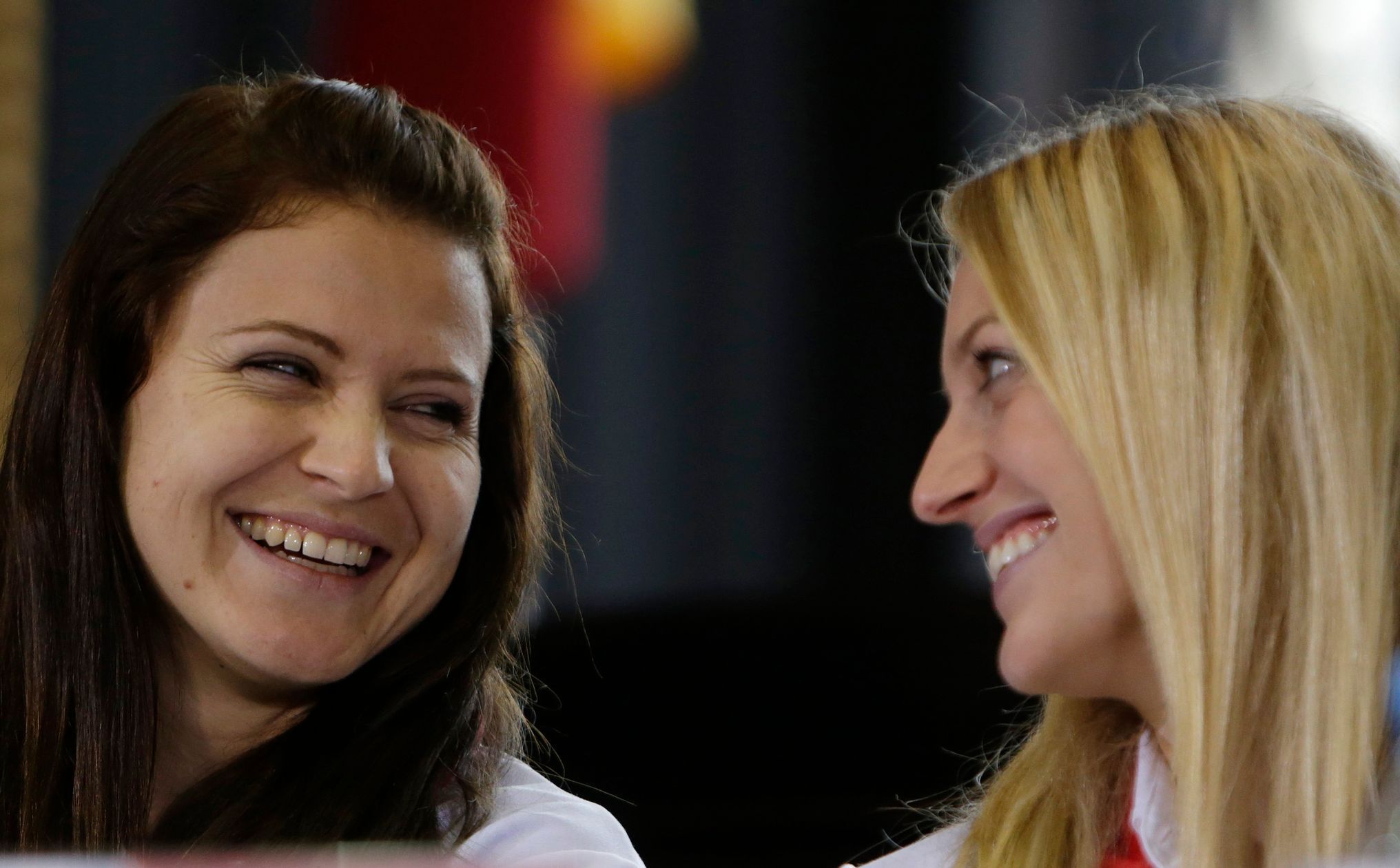Lucie Šafářová a Petra kvitová před finále Fed Cupu 2014