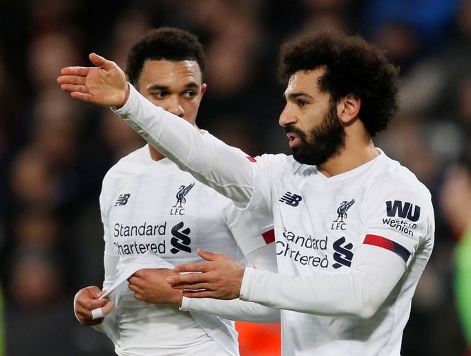 Soccer Football - Premier League - West Ham United v Liverpool - London Stadium, London, Britain - January 29, 2020   Liverpool's Mohamed Salah celebrates scoring their f