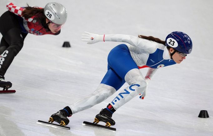 Michaela Hrůzová ve čtvrtfinále Short tracku na 1000 metrů.