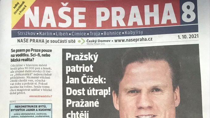 Kandidát SPD do Poslanecké sněmovny Jan Čížek na titulní stránce jen týden před volbami. Uvnitř novin je s ním navíc dvoustránkový rozhovor.