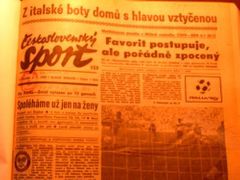 Zklamání fotbalistů ČSFR po porážce ve čtvrtfinále MS 1990 se SRN 0:1 na stránkách ČEskoslovenského sportu.