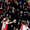 Tomáš Souček slaví gól na 2:1 v odvetě osmifinále Evropské ligy Slavia Praha - FC Sevilla