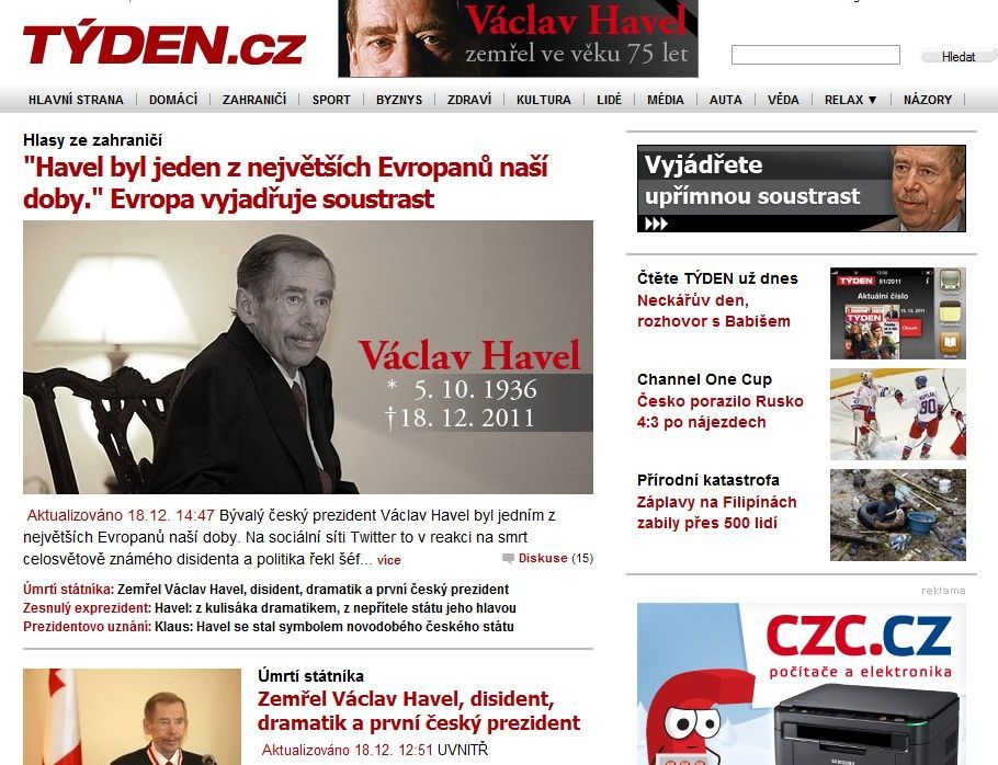 Václav Havel a média - tyden.cz