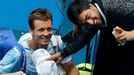 Tomáš Berdych při vítězném čtvrtfinále Australian Open s Rafaelem Nadalem.