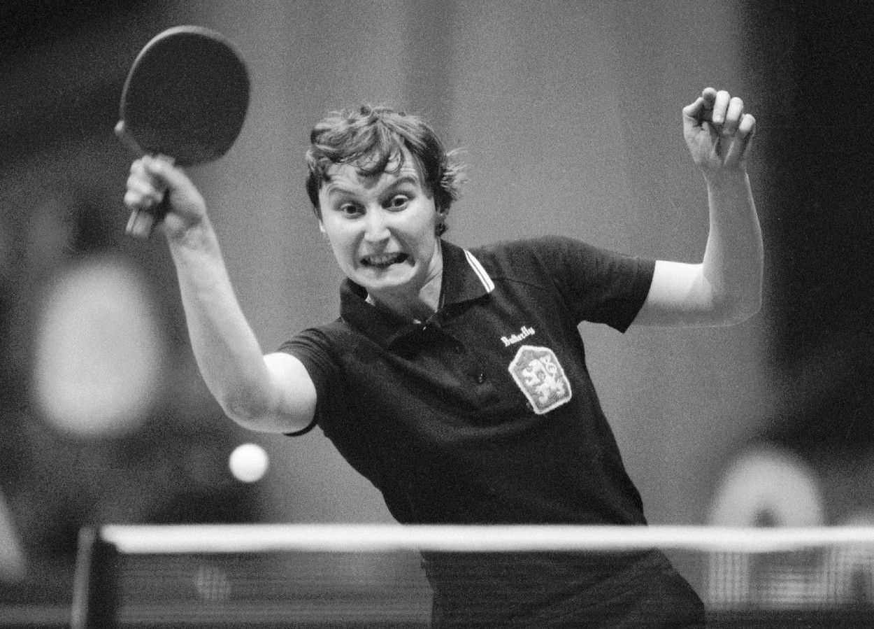 Marie Hrachová na snímku při zápase v roce 1986