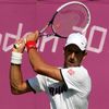 Londýn 2012 - tenis, trénink (Novak Djokovič)