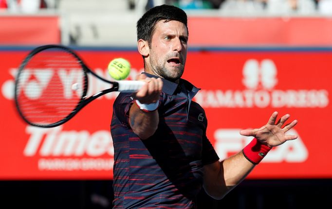 Tennis - Japan Open - Men's Singles - Quarter-Finals - Ariake Coliseum, Tokyo, Japan - October 4, 2019. Novak Djokovič of Serbia plays against