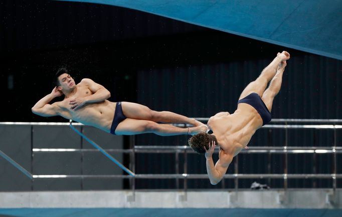 Diving - FINA Diving World Cup 2021 and Tokyo 2020 Olympics Aquatics Test Event - Tokyo Aquatics Centre, Tokyo, Japan - May 2, 2021 Spain's Nicolas García Boissier and Ad