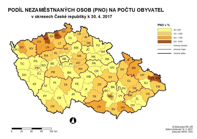 Nezaměstnanost v dubnu 2017