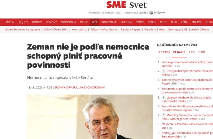 Miloš Zeman zahraničí reakce média