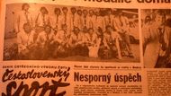 Zlátá radost fotbalistů ČSSR po výhře nad NDR ve finále OH v Moskvě 1980 na stránkách Československého sportu.