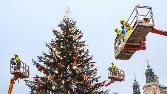 Foto: Jak se zdobil a tajně rozsvítil vánoční strom na Staroměstském náměstí