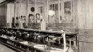 Employees test gas masks at the Chemical Development Laboratory in Philadelphia in this 1919 handout picture.