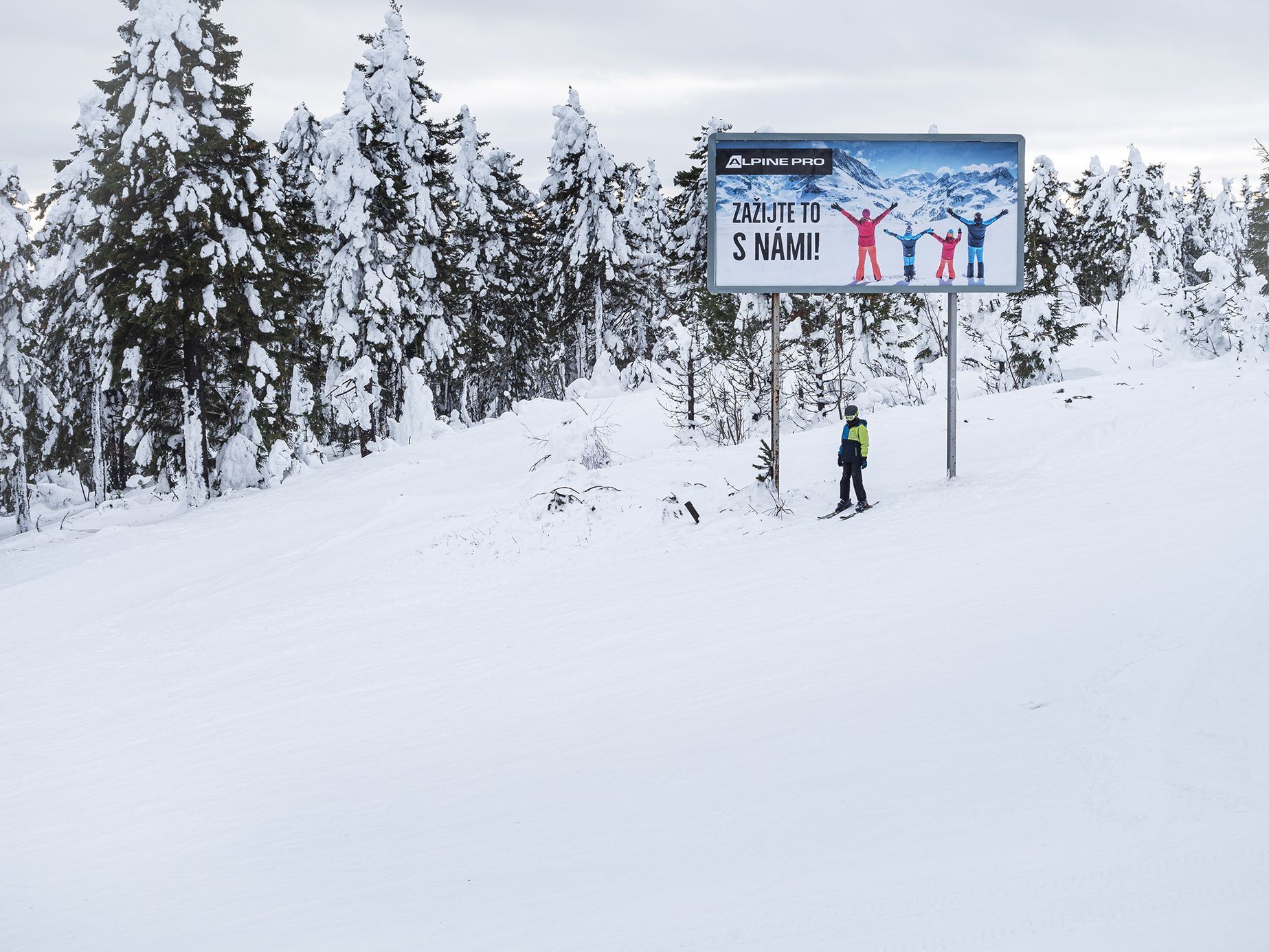 Koronavirus, leden 2021 - prázdné sjezdovky v Krušných horách, Klínovec