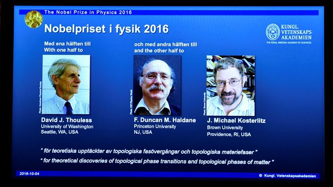Letošní laureáti Nobelovy ceny za fyziku.
