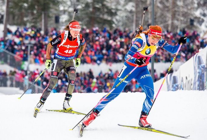 MS 2016, sprint Ž: Gabriela Soukalová  (33) a Laura Dahlmeierová