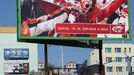 Nové logo hokejové Slavie se už objevilo na billboardech.