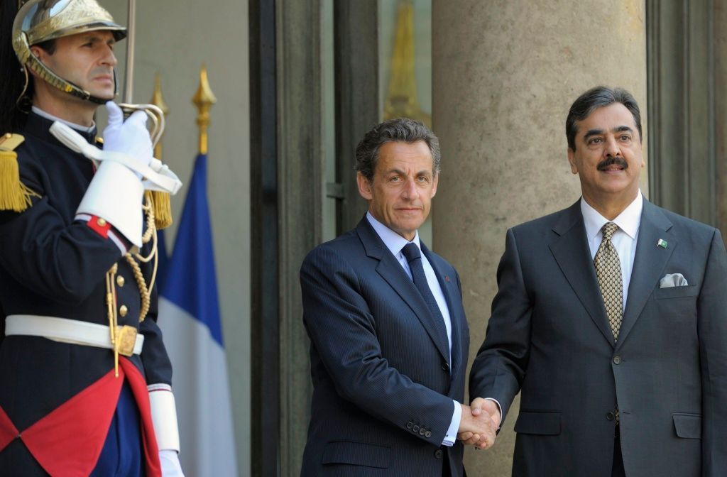Pákistánský premiér Gilání a francouzský prezident Sarkozy