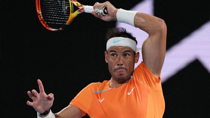 FILE PHOTO: Tennis - Australian Open - Melbourne Park, Melbourne, Australia - January 18, 2023 Spain's Rafael Nadal in action during his second round match against Macken