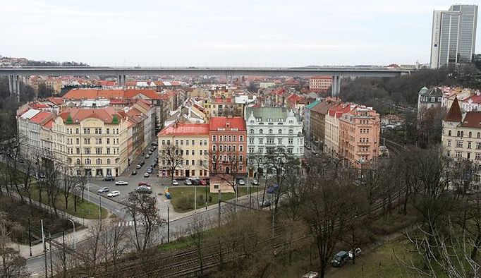 Současná podoba přemostění Nuselského údolí.