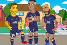 Lionel Messi, Kylian Mbappé, Neymar jako postavičky ze seriálu Simpsonovi