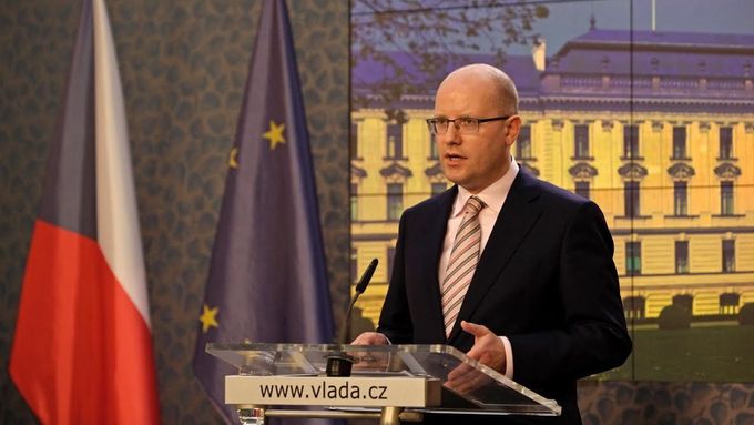 Premiér Bohuslav Sobotka na tiskové konferenci 27. 4. 2017.