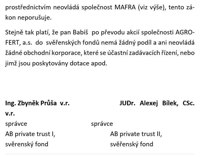 Vyjádření správců svěřenských fondů ke zprávě Transparency International.