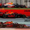 Porovnání monopostů Red Bull pro sezony 2019 až 2021
