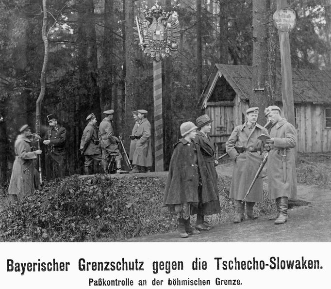 Česko-bavorská hranice v době sudetských nepokojů v roce 1919.