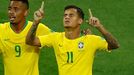 Philippe Coutinho slaví svůj gól v zápase Brazílie - Švýcarsko na MS 2018