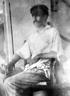 Nemocný Stephen Crane na lodi u pobřeží Kuby, 1898.
