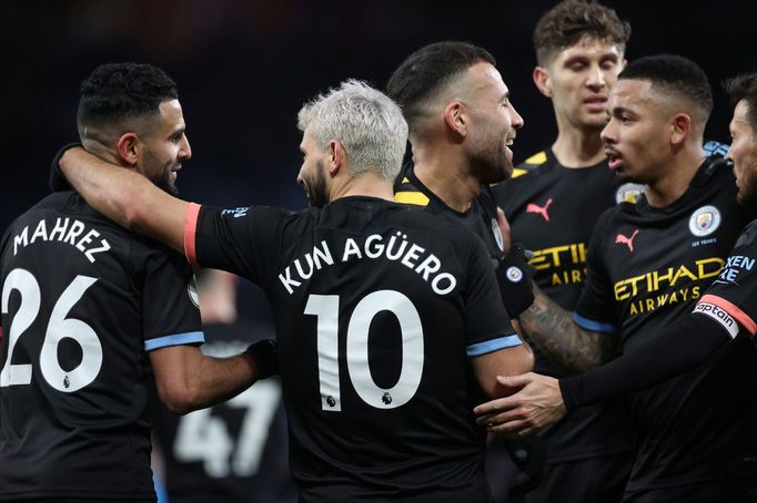 Soccer Football - Premier League - Aston Villa v Manchester City - Villa Park, Birmingham, Britain - January 12, 2020  Manchester City's Sergio Aguero celebrates scoring