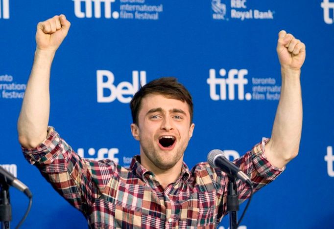 Daniel Radcliffe attends a news conference for the film The F Word