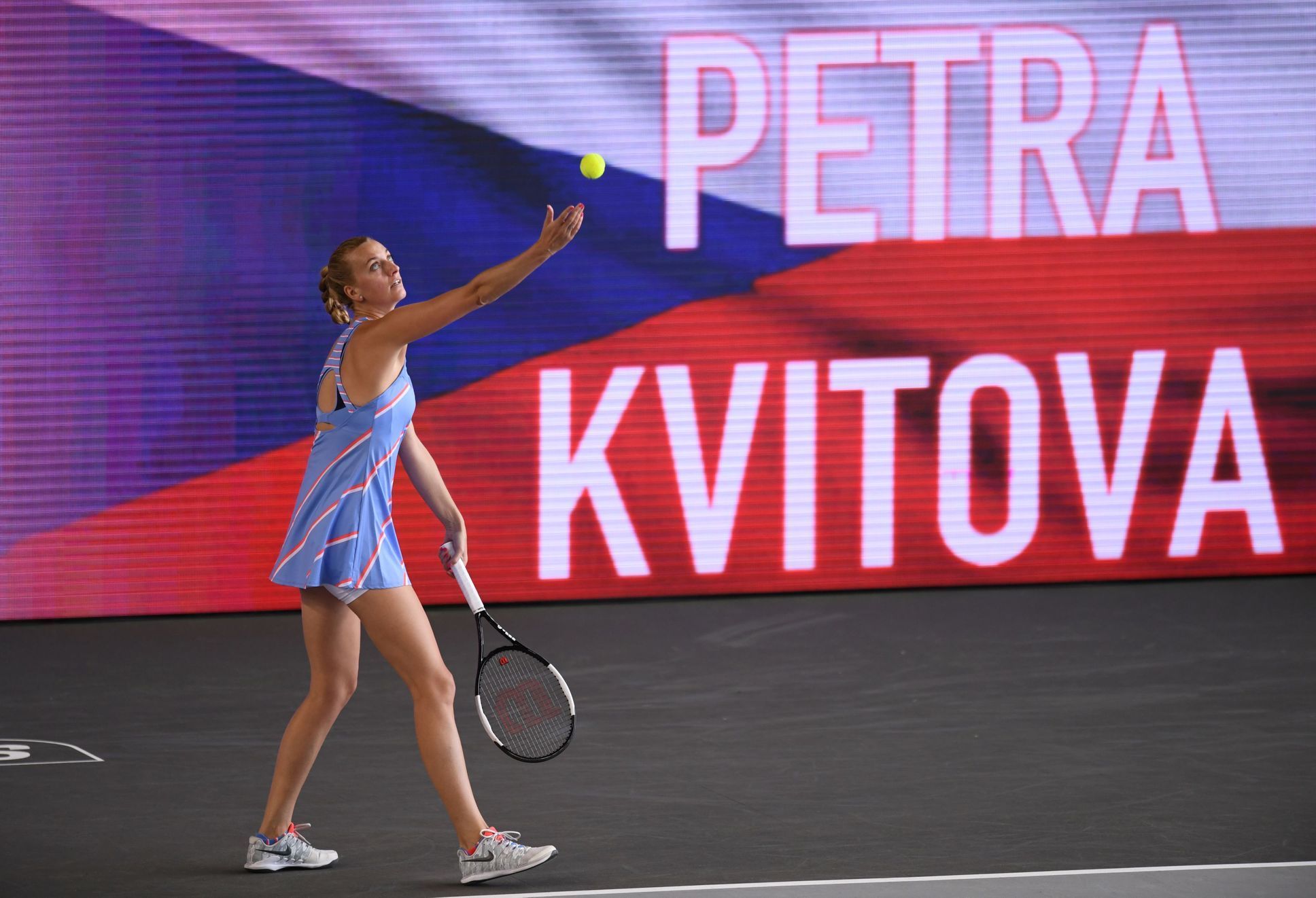 Petra Kvitová v semifinále tenisové exhibice Bett 1 Aces Berlín 2