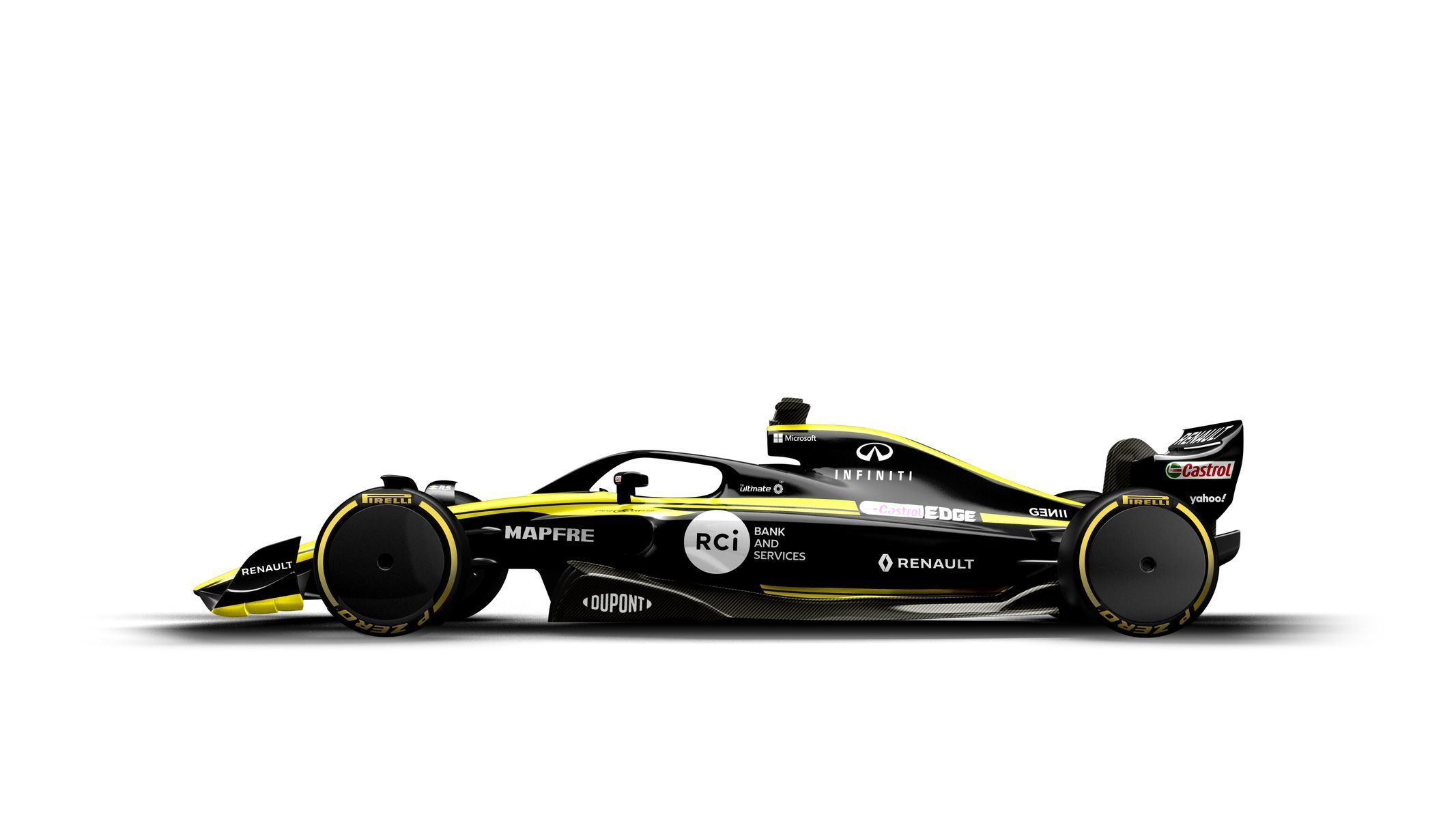 Vizualizace monopostu F1 Renault podle pravidel připravených od roku 2021