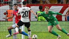 Český brankář Lukáš Horníček v zápase ME do 21 let proti Německu