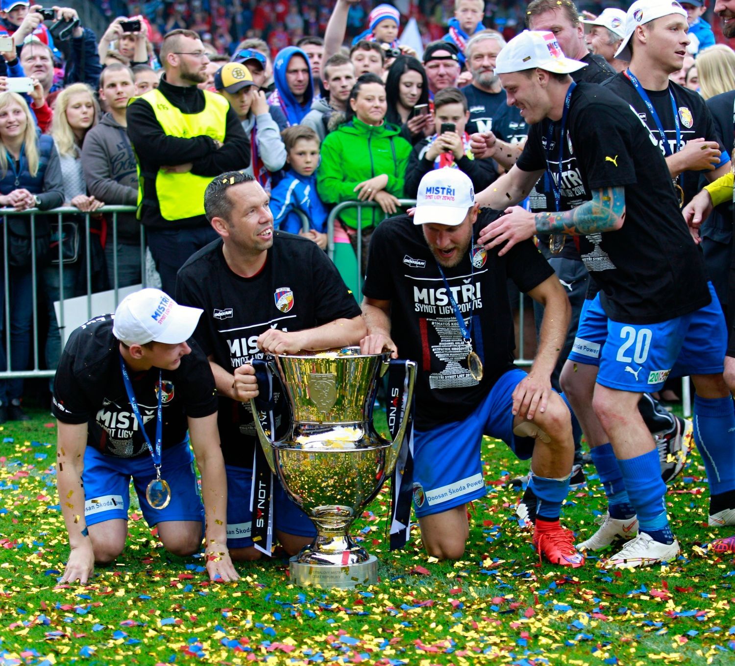 Oslavy plzeňského titulu 2014/2015: Jan Chramosta, Pavel Horváth, Daniel Kolář a Ondřej Vaněk (20)