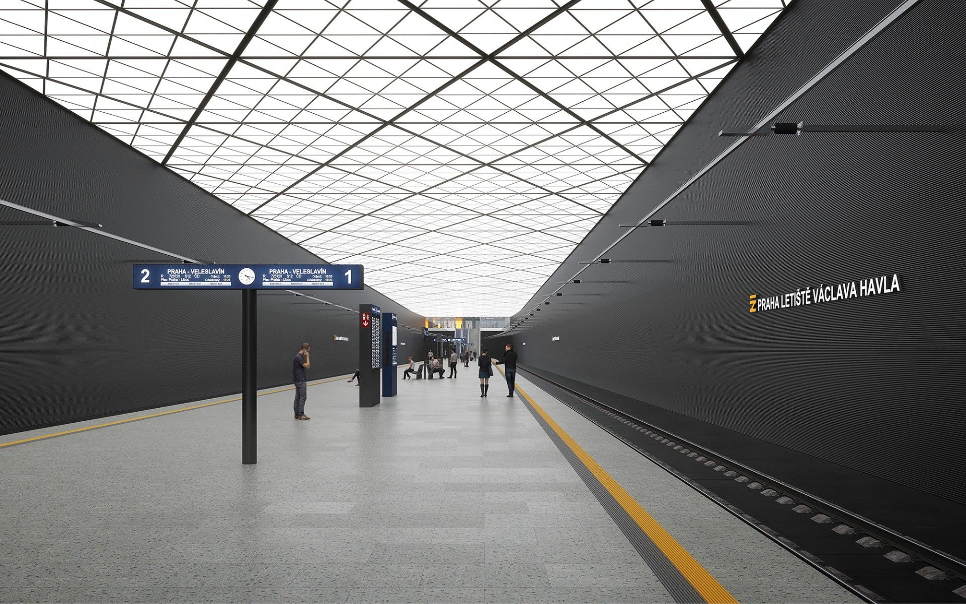 letiště václava havla, letiště, doprava, vlak, stavba