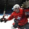 Killian Mottet v zápase předkola  play-off Česko - Švýcarsko na ZOH 2022 v Pekingu