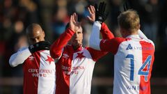 Slavia-Ružomberok: Gino van Kessel, Muris Mešanovič a Mick van Buren